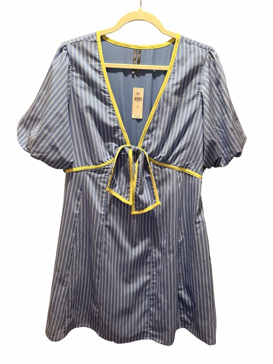 Anthropologie Dresses & Skirts - Anthropologie Blue & White Striped Tie-Front Mini Dress with Yellow Trim MEDIUM
